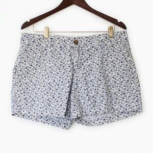 Preppy Old Navy Blue & White  cotton Floral Vine Print Shorts - 12